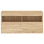 Meuble TV mural avec lumières LED chêne sonoma 80x30x40 cm – Image 7