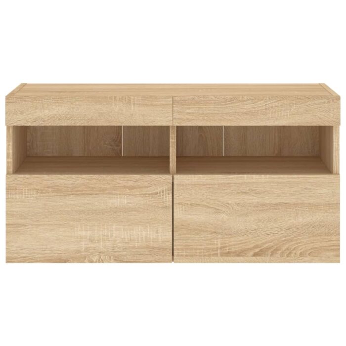Meuble TV mural avec lumières LED chêne sonoma 80x30x40 cm – Image 7