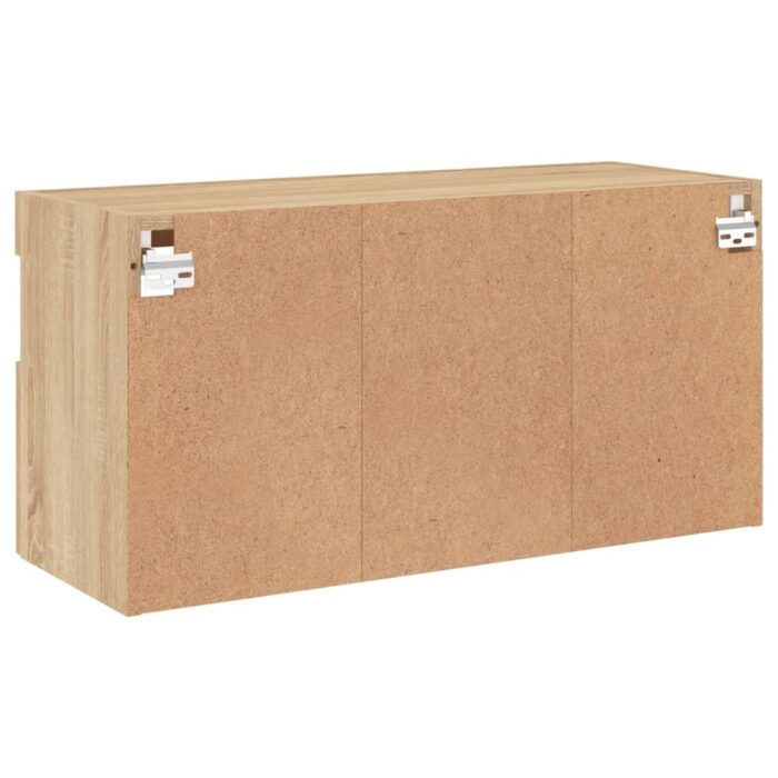 Meuble TV mural avec lumières LED chêne sonoma 80x30x40 cm – Image 9