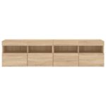 Meubles TV muraux lumières LED 2 pcs chêne sonoma 80x30x40 cm – Image 7