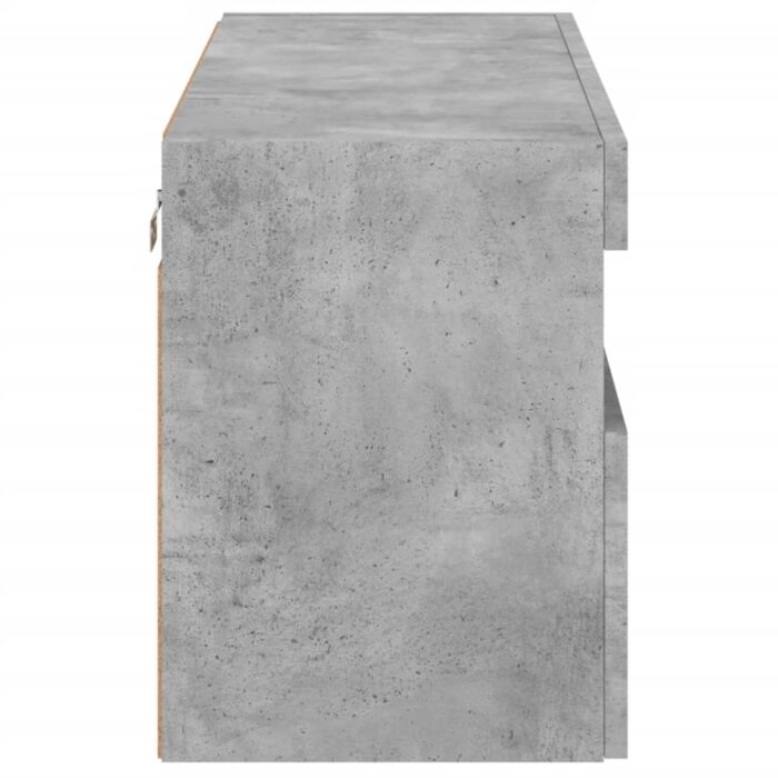 Meuble TV mural avec lumières LED gris béton 80x30x40 cm – Image 8