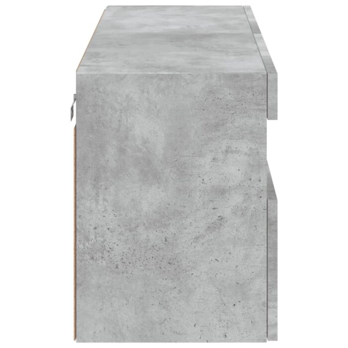 Meuble TV mural avec lumières LED gris béton 100x30x40 cm – Image 8