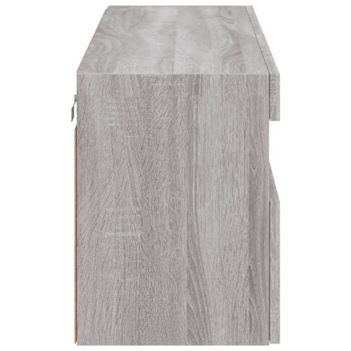 Meuble TV mural avec lumières LED sonoma gris 100x30x40 cm – Image 8