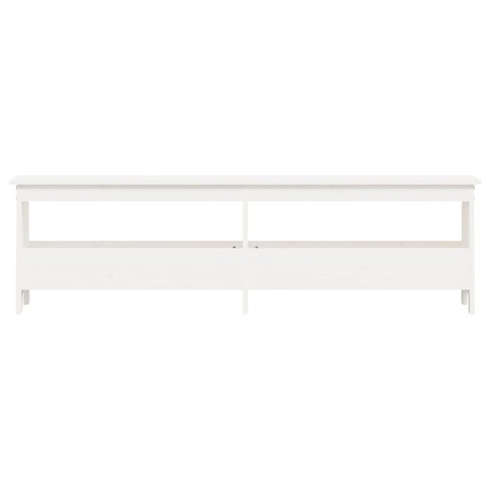 Banc d'entrée blanc 160x28x45 cm bois de pin massif – Image 2
