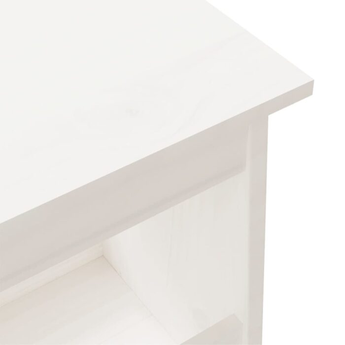 Banc d'entrée blanc 160x28x45 cm bois de pin massif – Image 4