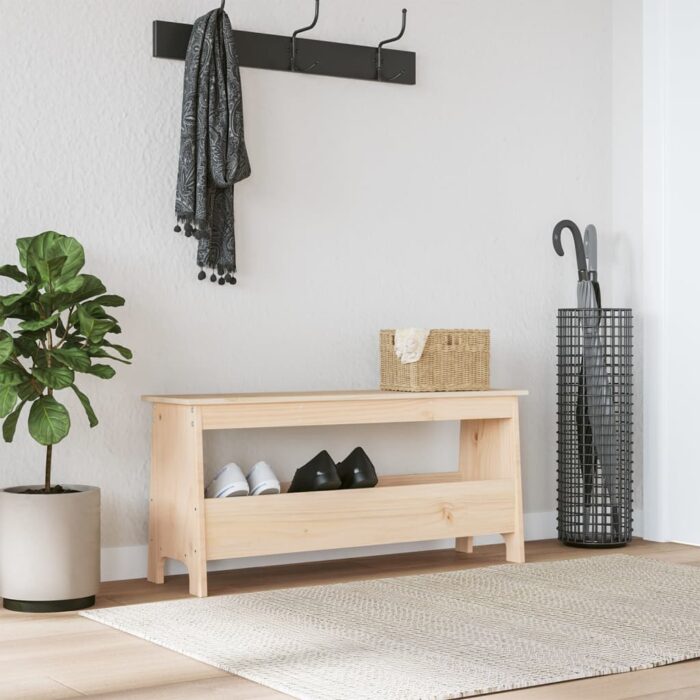 Banc d'entrée 100x28x45 cm bois de pin massif – Image 1