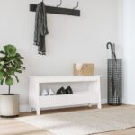 Banc d'entrée blanc 100x28x45 cm bois de pin massif
