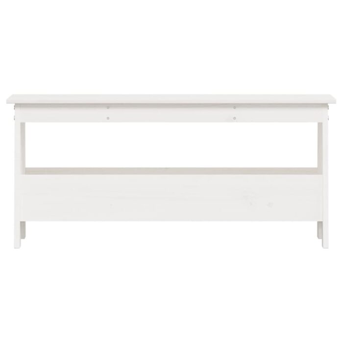 Banc d'entrée blanc 100x28x45 cm bois de pin massif – Image 2
