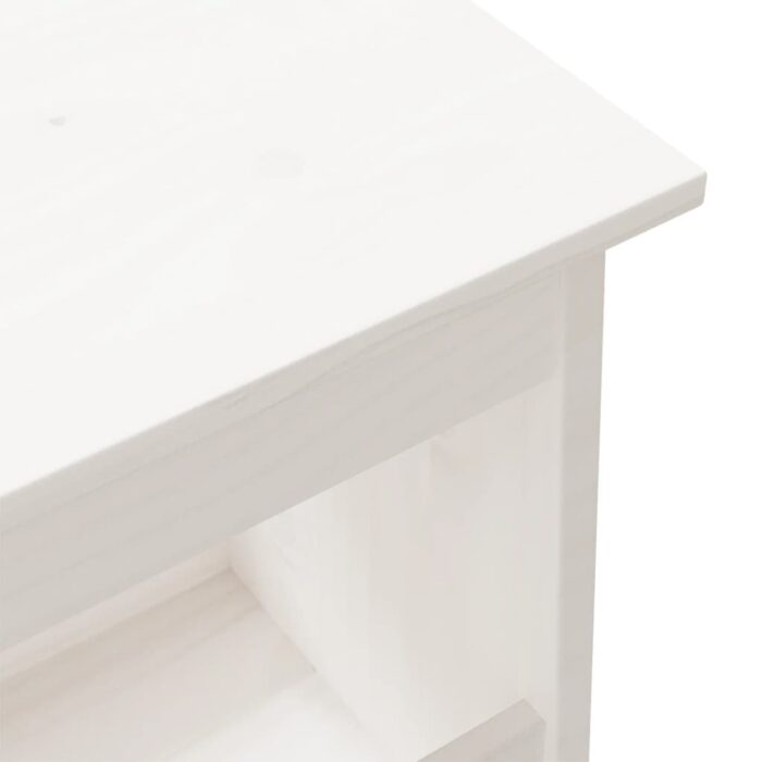 Banc d'entrée blanc 100x28x45 cm bois de pin massif – Image 4
