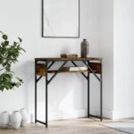 Table console avec étagère chêne fumé 75x30x75 cm