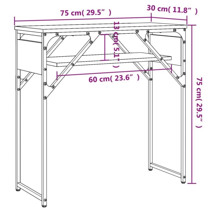 Table console avec étagère chêne fumé 75x30x75 cm – Image 7