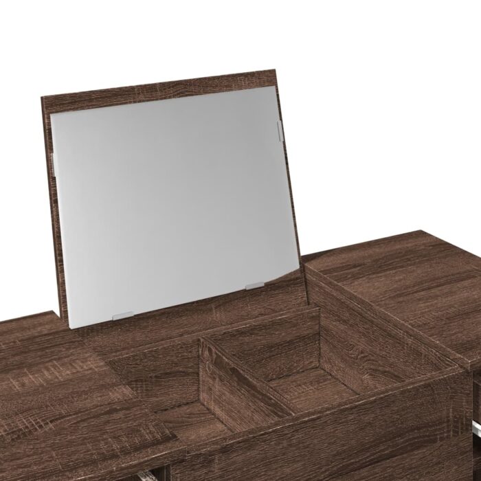 Coiffeuse avec miroir chêne marron 100x45x76 cm – Image 6