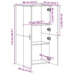 Armoire de classement chêne sonoma 60x32x115 cm bois ingénierie – Image 8