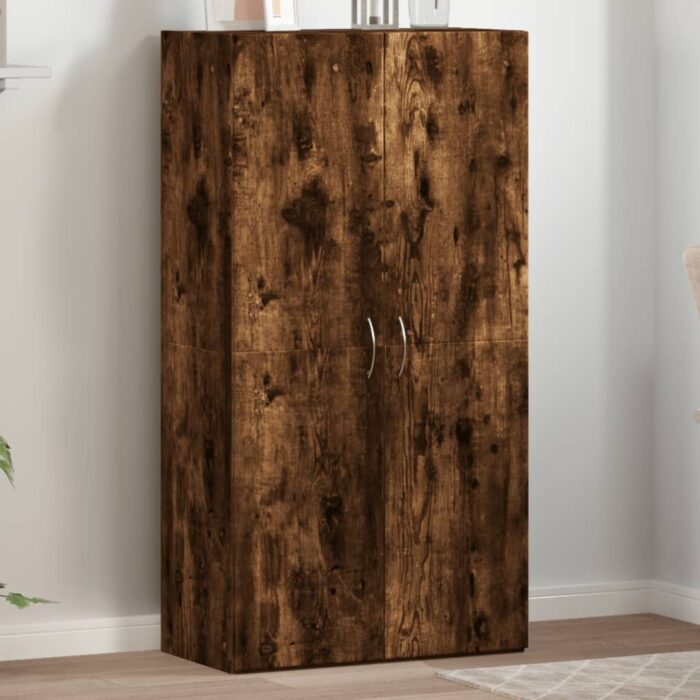 Armoire de classement chêne fumé 60x32x115 cm bois d'ingénierie – Image 1
