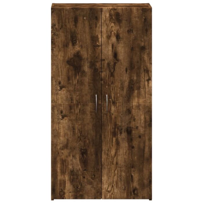 Armoire de classement chêne fumé 60x32x115 cm bois d'ingénierie – Image 2
