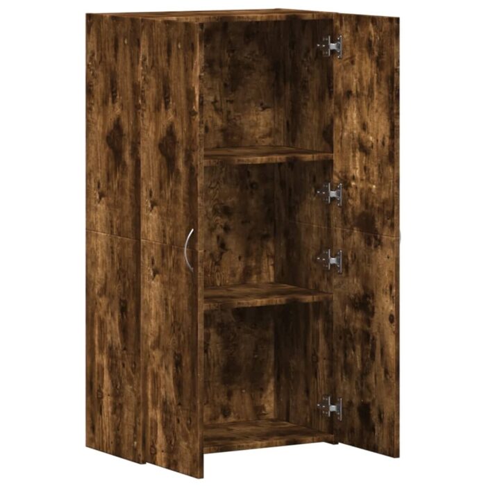 Armoire de classement chêne fumé 60x32x115 cm bois d'ingénierie – Image 5
