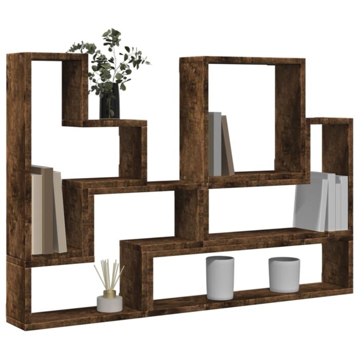 Étagère murale chêne fumé 96x12x64 cm bois d'ingénierie – Image 2