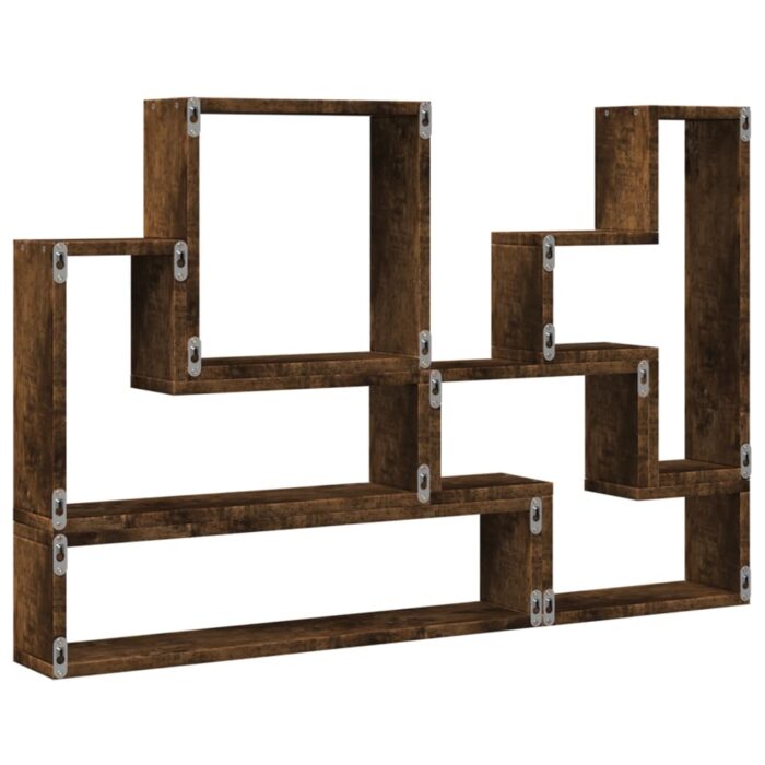 Étagère murale chêne fumé 96x12x64 cm bois d'ingénierie – Image 6