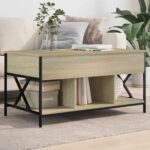 Table basse chêne sonoma 100x55x50cm bois d'ingénierie et métal