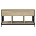 Table basse chêne sonoma 100x55x50cm bois d'ingénierie et métal – Image 3
