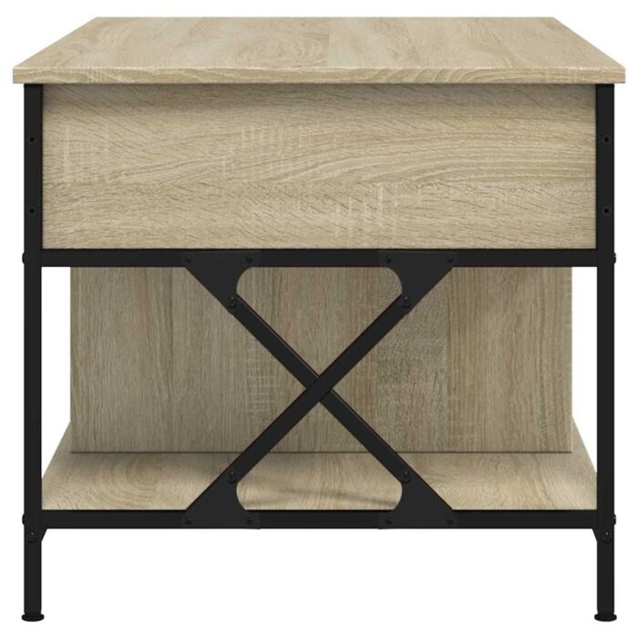 Table basse chêne sonoma 100x55x50cm bois d'ingénierie et métal – Image 4