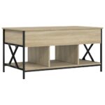 Table basse chêne sonoma 100x55x50cm bois d'ingénierie et métal – Image 5