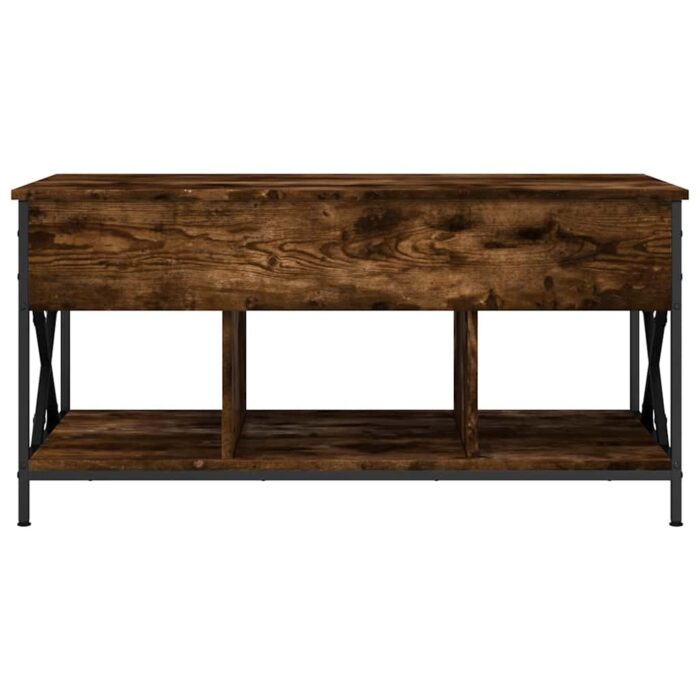 Table basse chêne fumé 100x55x50 cm bois d'ingénierie et métal – Image 3