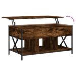 Table basse chêne fumé 100x55x50 cm bois d'ingénierie et métal – Image 6