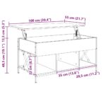 Table basse chêne fumé 100x55x50 cm bois d'ingénierie et métal – Image 9