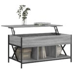 Table basse sonoma gris 100x55x50 cm bois d'ingénierie et métal – Image 2