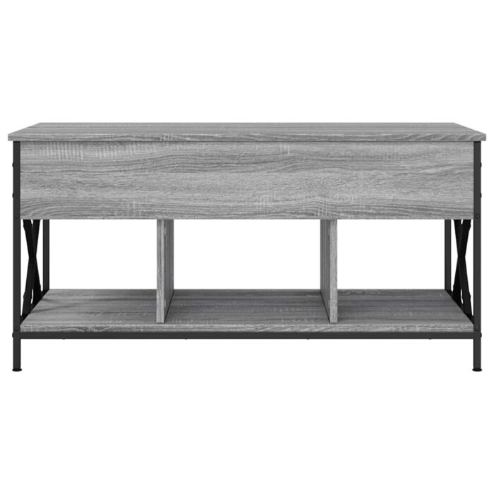 Table basse sonoma gris 100x55x50 cm bois d'ingénierie et métal – Image 3