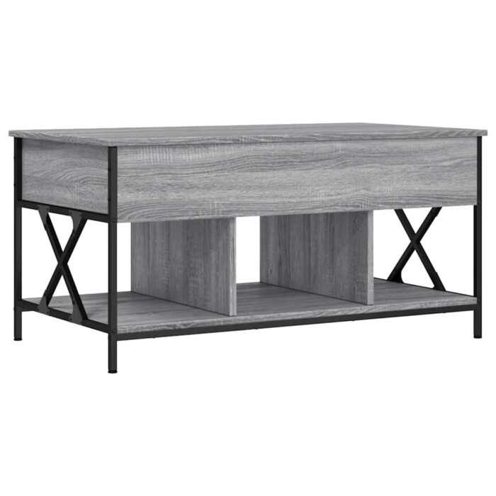 Table basse sonoma gris 100x55x50 cm bois d'ingénierie et métal – Image 5
