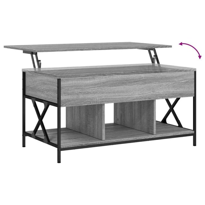 Table basse sonoma gris 100x55x50 cm bois d'ingénierie et métal – Image 6