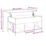 Table basse sonoma gris 100x55x50 cm bois d'ingénierie et métal – Image 9