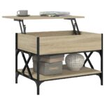 Table basse chêne sonoma 70x50x50 cm bois d'ingénierie et métal – Image 2