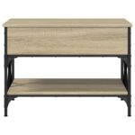 Table basse chêne sonoma 70x50x50 cm bois d'ingénierie et métal – Image 3