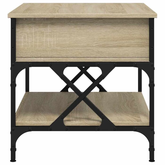 Table basse chêne sonoma 70x50x50 cm bois d'ingénierie et métal – Image 4