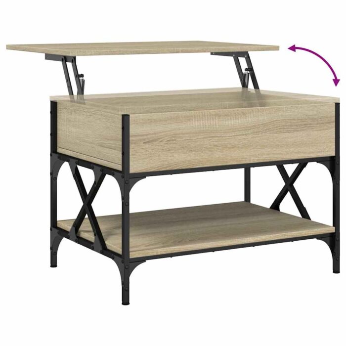 Table basse chêne sonoma 70x50x50 cm bois d'ingénierie et métal – Image 6