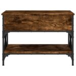 Table basse chêne fumé 70x50x50 cm bois d'ingénierie et métal – Image 3