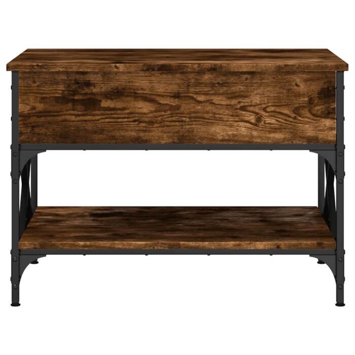 Table basse chêne fumé 70x50x50 cm bois d'ingénierie et métal – Image 3
