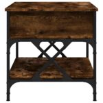 Table basse chêne fumé 70x50x50 cm bois d'ingénierie et métal – Image 4