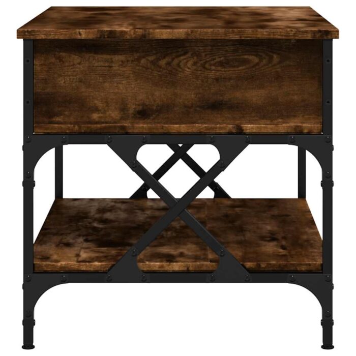 Table basse chêne fumé 70x50x50 cm bois d'ingénierie et métal – Image 4