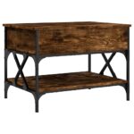 Table basse chêne fumé 70x50x50 cm bois d'ingénierie et métal – Image 5