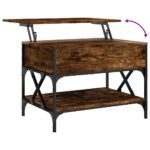 Table basse chêne fumé 70x50x50 cm bois d'ingénierie et métal – Image 6