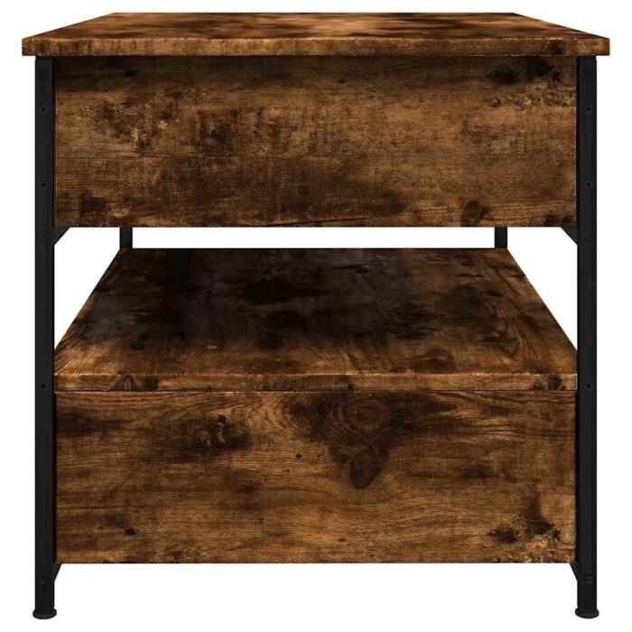 Table basse chêne fumé 70x50x50 cm bois d'ingénierie et métal – Image 4