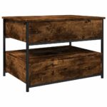 Table basse chêne fumé 70x50x50 cm bois d'ingénierie et métal – Image 5