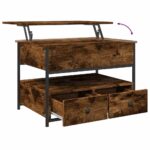 Table basse chêne fumé 70x50x50 cm bois d'ingénierie et métal – Image 6