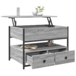 Table basse sonoma gris 70x50x50 cm bois d'ingénierie et métal – Image 2