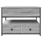 Table basse sonoma gris 70x50x50 cm bois d'ingénierie et métal – Image 3