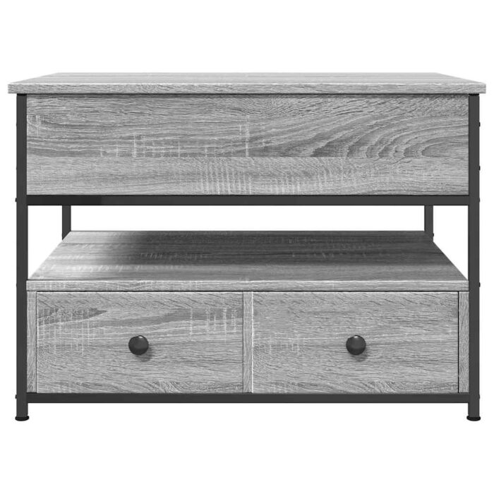 Table basse sonoma gris 70x50x50 cm bois d'ingénierie et métal – Image 3
